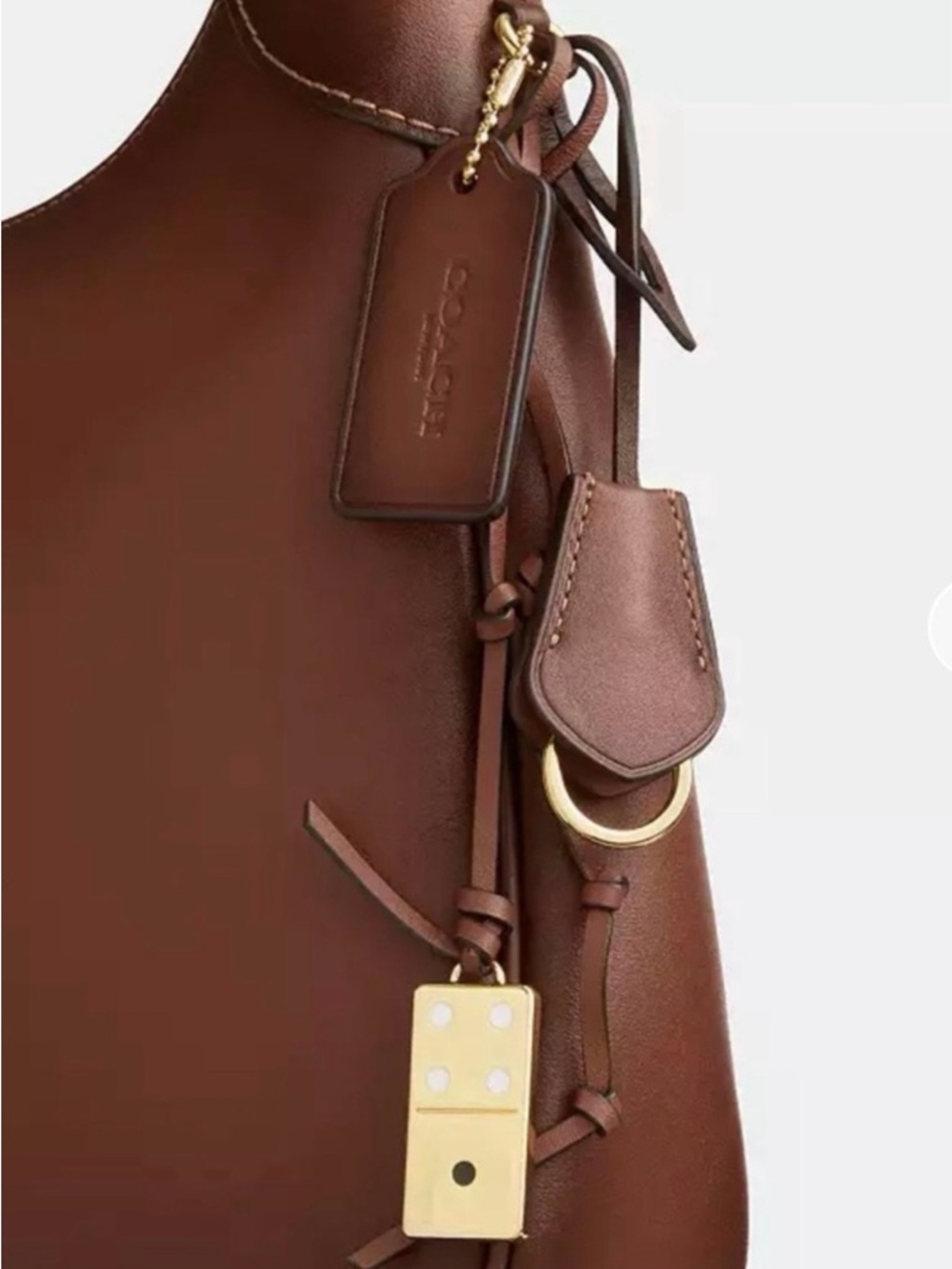 Coach Cognac Brown Leather Shoulder Bag with Gold Hardware - Picture 6 of 8